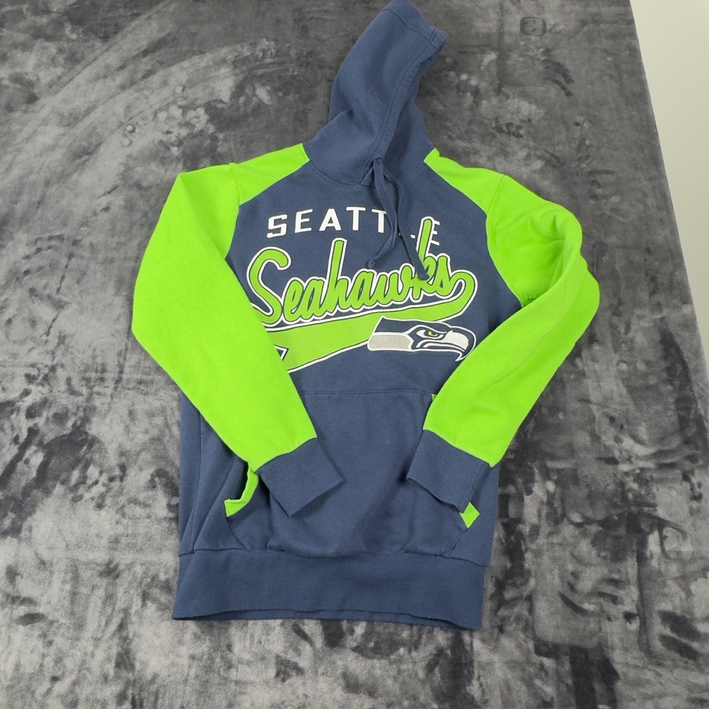 NFL Seattle Seahawks Hoodie Mens Small Blue Green Fleece Pullover‎ Sweatshirt
